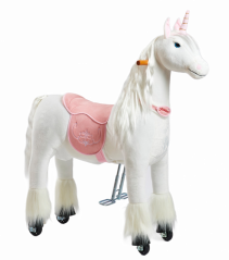 Kørende unicorn Ponnie Merlin M med lyserød sadel