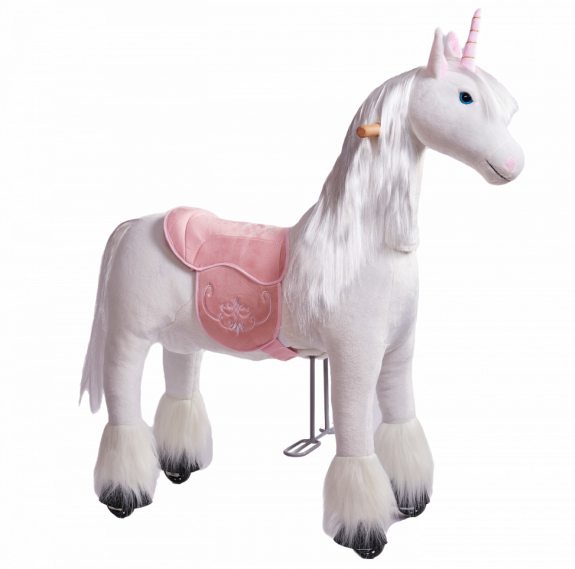 Mechanical riding unicorn Ponnie Merlin M with pink saddle
