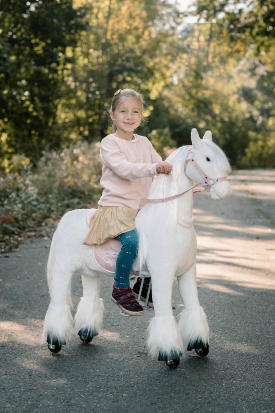Jeżdżący mechaniczny koń Ponnie Tiara M z różowym siodłem