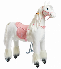 Mechanisch rijdend paard van Ponnie, Tiara, maat M, met roze zadel
