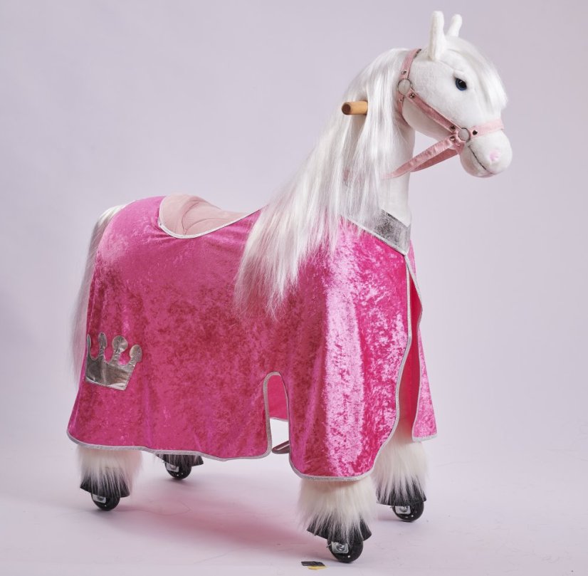 Mekanisk ride on häst Ponnie Tiara M med rosa sadel