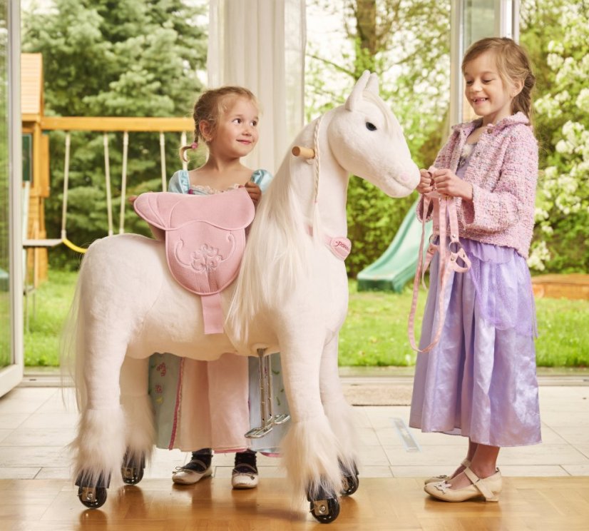 Jeżdżący mechaniczny koń Ponnie Tiara M z różowym siodłem