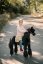 Mechanical riding horse Ponnie Ebony M with pink saddle