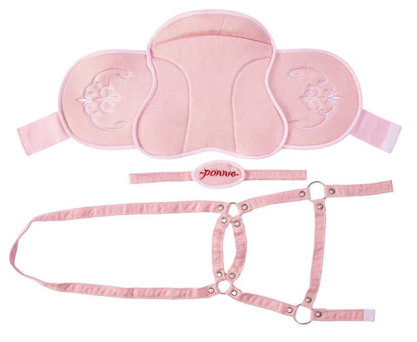 Sella e cavezza con briglia per cavallo Ponnie rosa - Misurare: XL