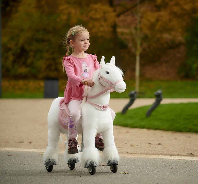 Mechanical riding horse Ponnie Tiara S with pink saddle