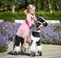 Cheval à roulettes inline Ponnie Domino S avec selle rose