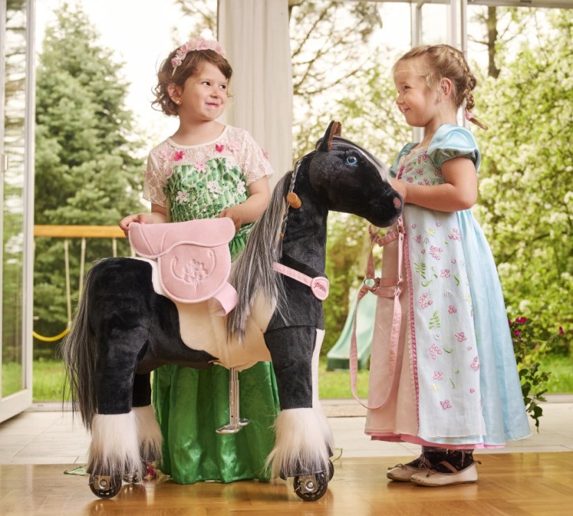Caballo de montar inline Ponnie Domino S con sillín rosa