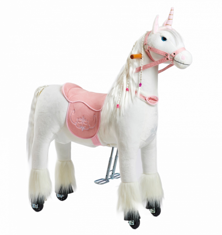 Unicornio de montar inline Ponnie Merlin M con silla rosa