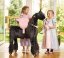 Paard op wieltjes van Ponnie, Ebony, maat M, met roze zadel