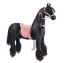 Paard op wieltjes van Ponnie, Ebony, maat M, met roze zadel
