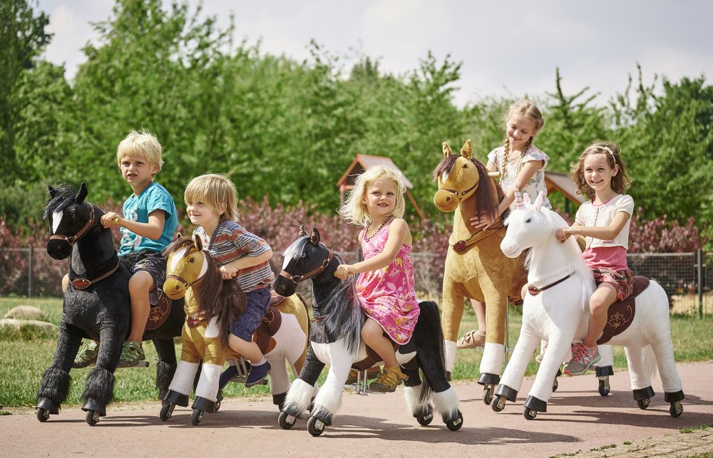 Ponnie, rijdende paarden en dieren op wieltjes voor kinderen