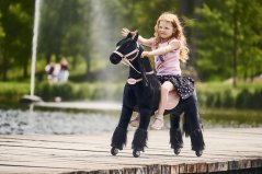 Cal pe roți Ponnie Ebony M cu șa roz