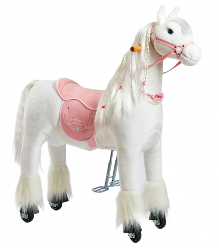 Mekanisk ride on häst Ponnie Tiara M med rosa sadel