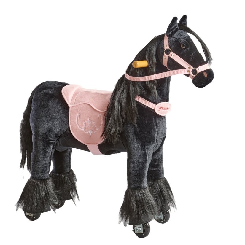 Caballo de montar inline Ponnie Ebony S con silla rosa