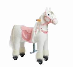 Jeżdżący mechaniczny koń Ponnie Tiara S z różowym siodłem