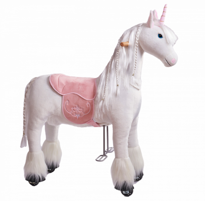 Mechanical riding Unicorn Ponnie Merlin M with pink saddle